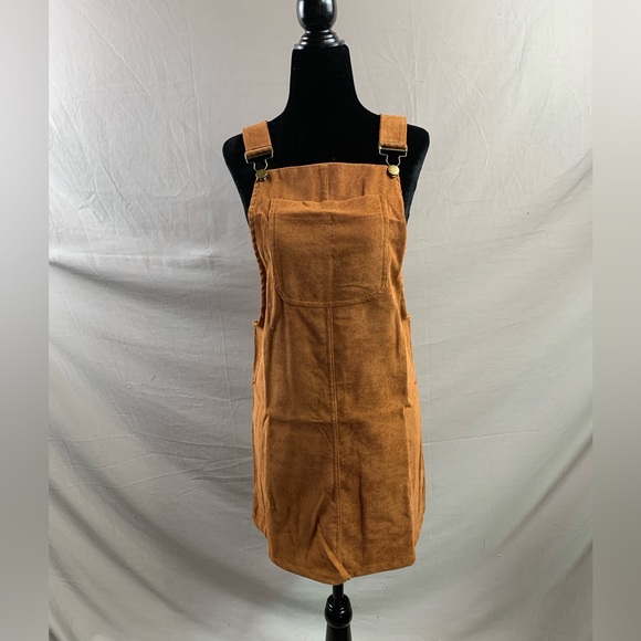Corduroy Pocket Front Overall Dress Brown - Picture 7 of 7